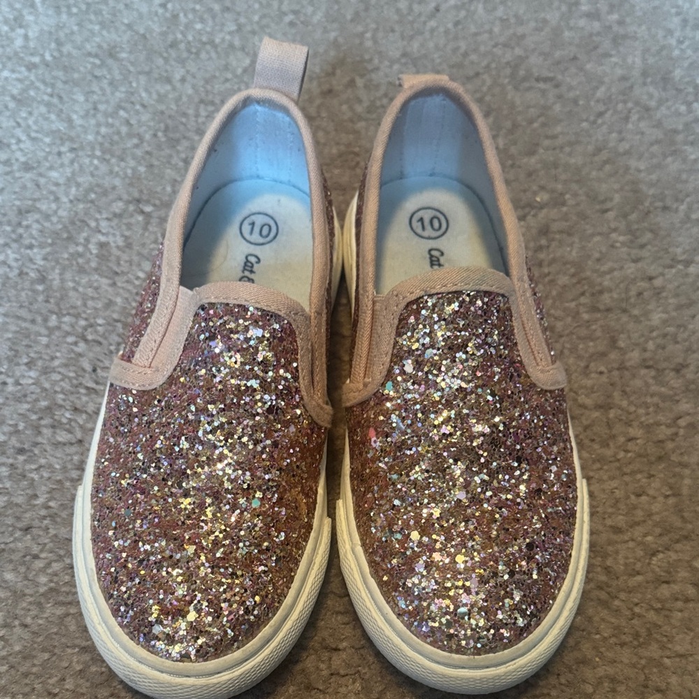 Cat & Jack Sparkly Pink Slip-On Sneakers